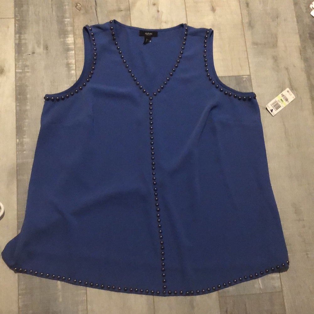 Alfani womens blue formal plus sized top new with tags